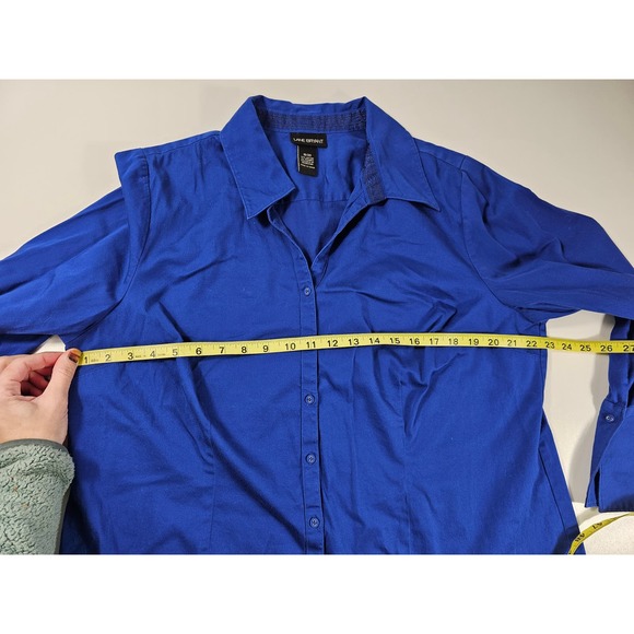 Lane Bryant plus size Career casual blue stretch button up 18/20 - Picture 5 of 5
